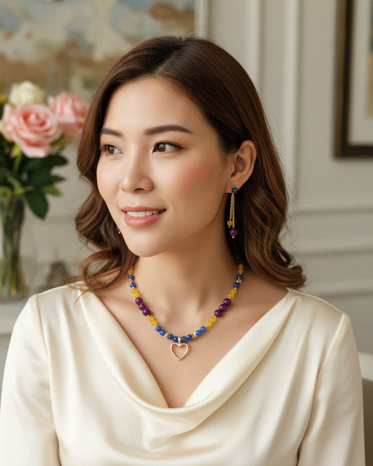 Purple Heart-Pastel Necklace Set