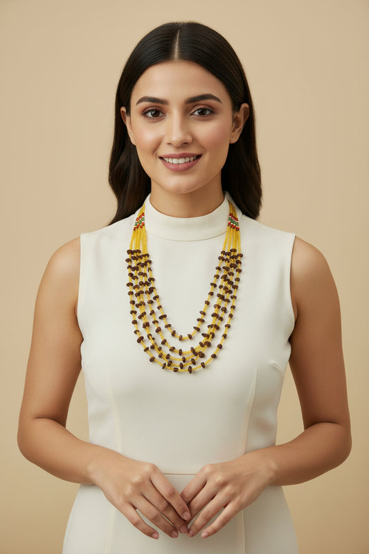 Yellow Violet Torsade Necklace Set