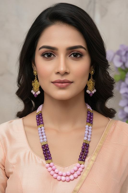 Tri-Color Gradient Agate Necklace Set