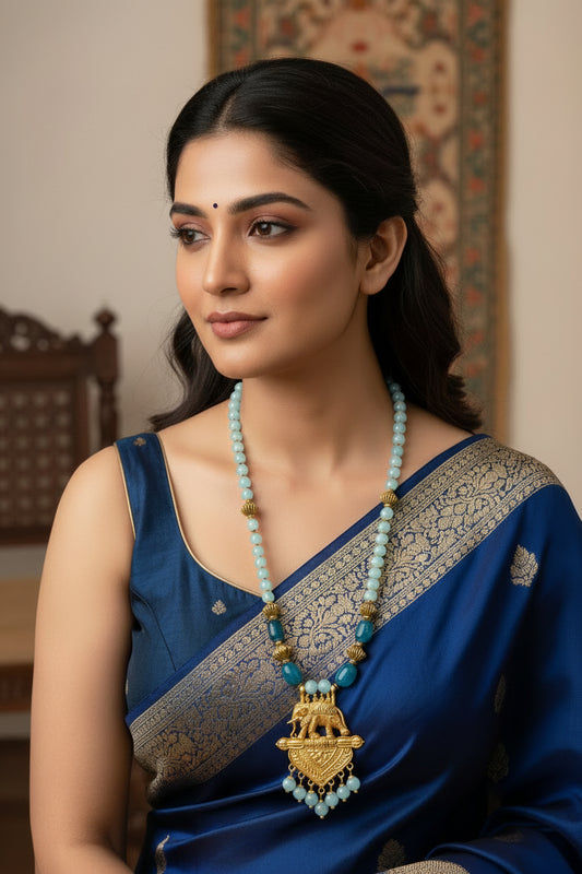 Graceful Elephant Pendant Necklace Set