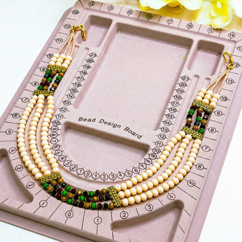 Peach Multi-Crystal Necklace Set