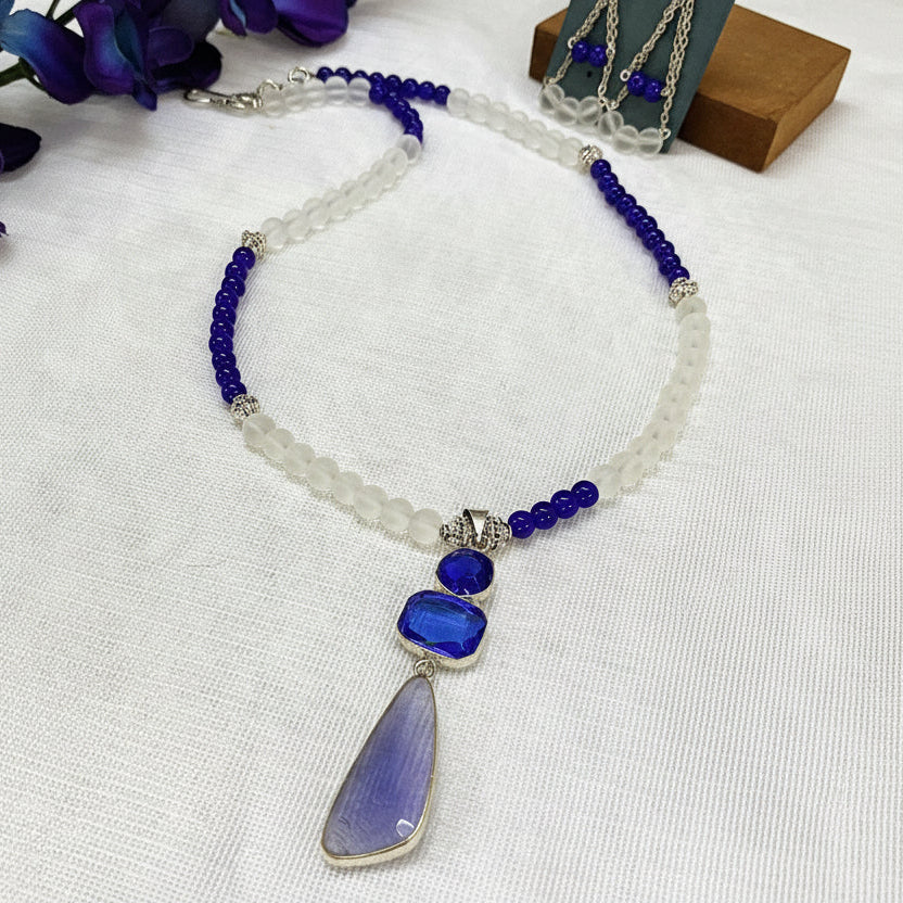 Synthetic Crystal Pendant Necklace Set