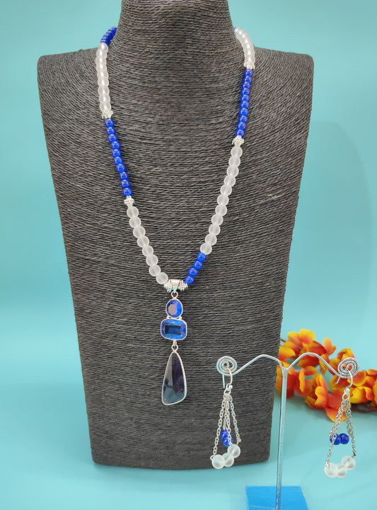 Synthetic Crystal Pendant Necklace Set
