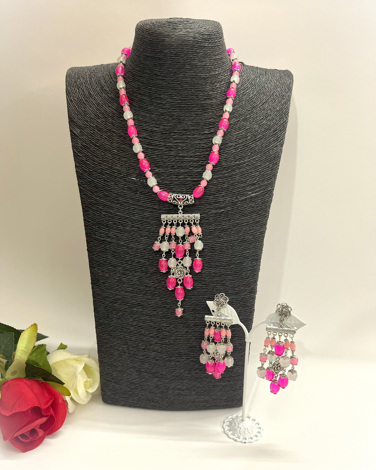 Pastel Pink Pendant Necklace Set
