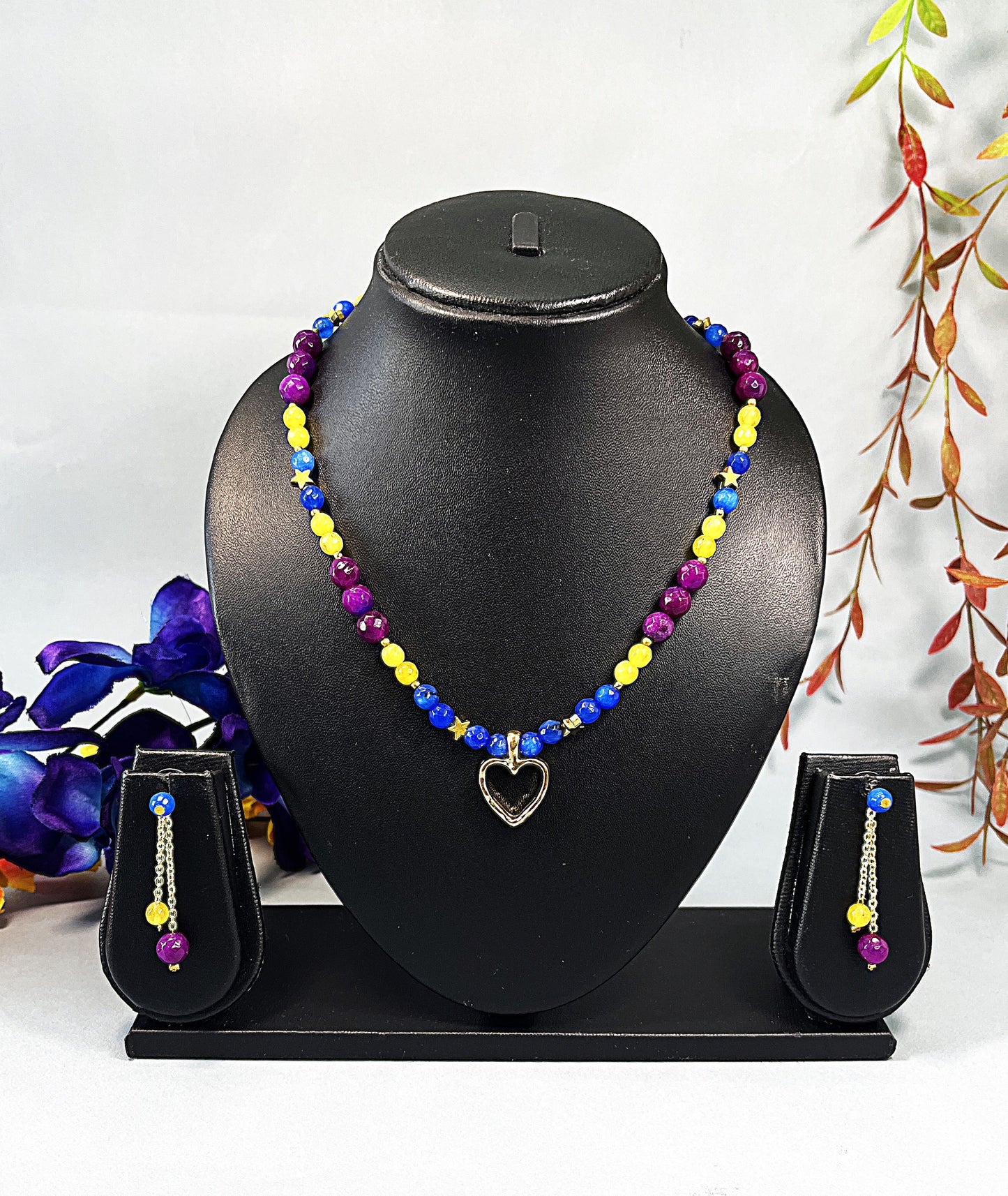 Purple Heart-Pastel Necklace Set
