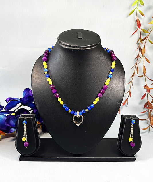 Purple Heart-Pastel Necklace Set