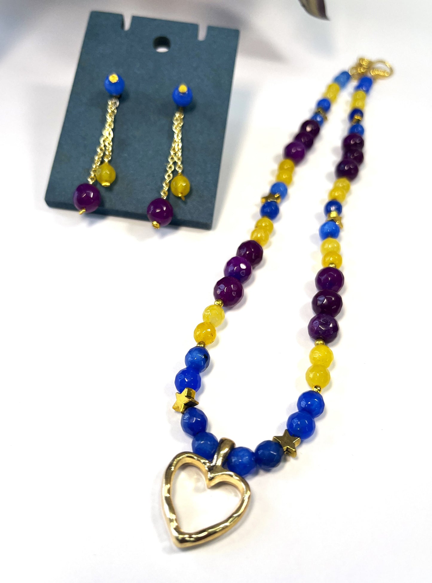 Purple Heart-Pastel Necklace Set