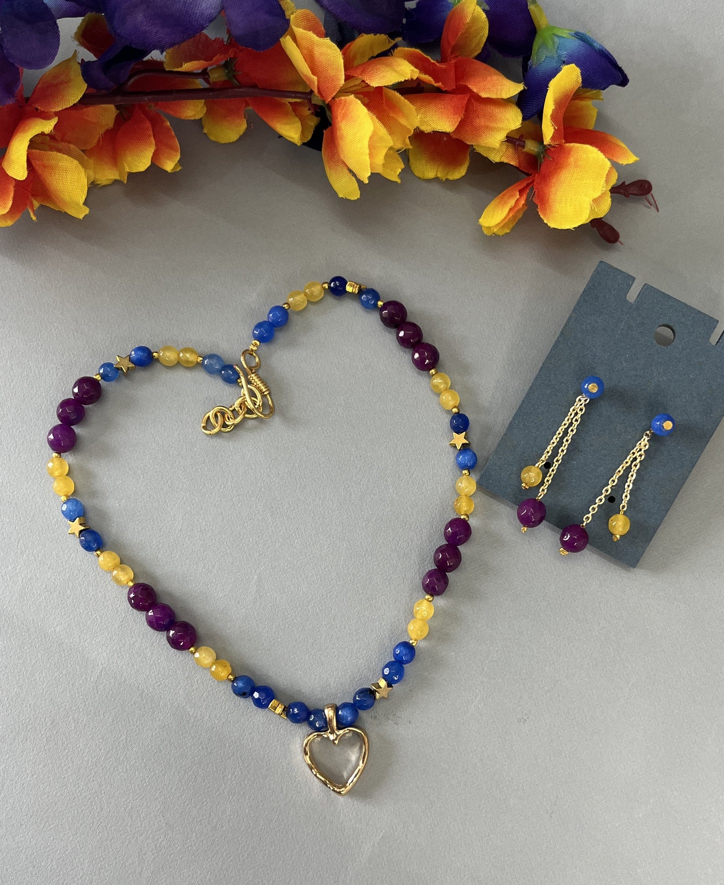 Purple Heart-Pastel Necklace Set