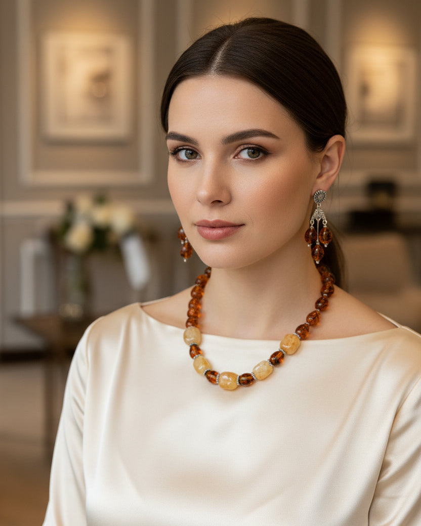 Rustic Agate Charm Necklace Set