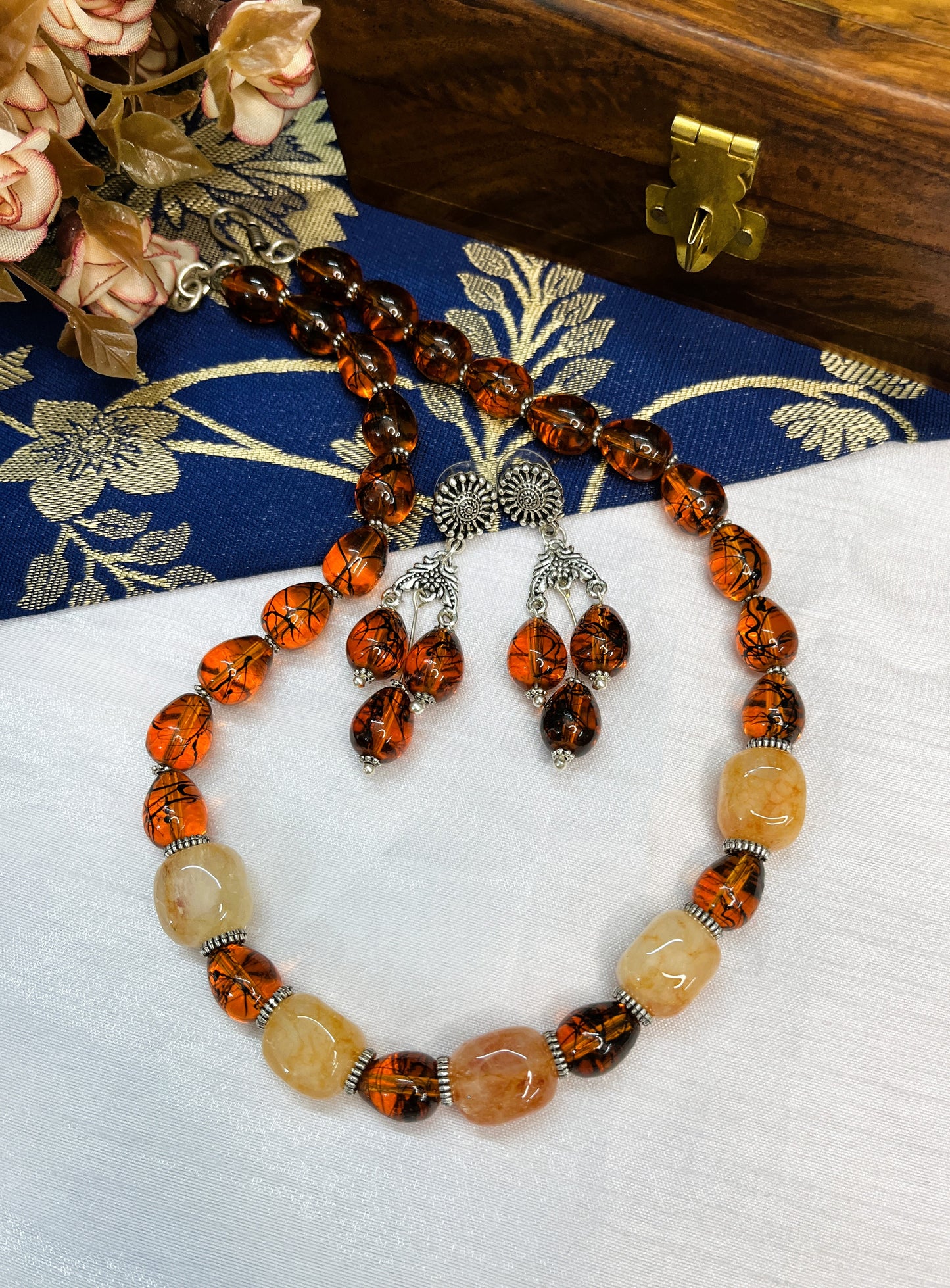 Rustic Agate Charm Necklace Set