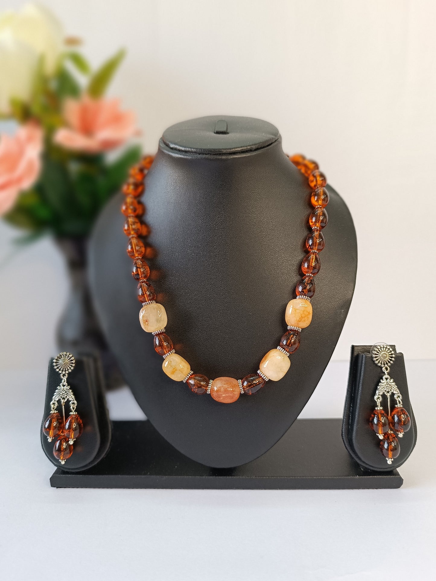 Rustic Agate Charm Necklace Set