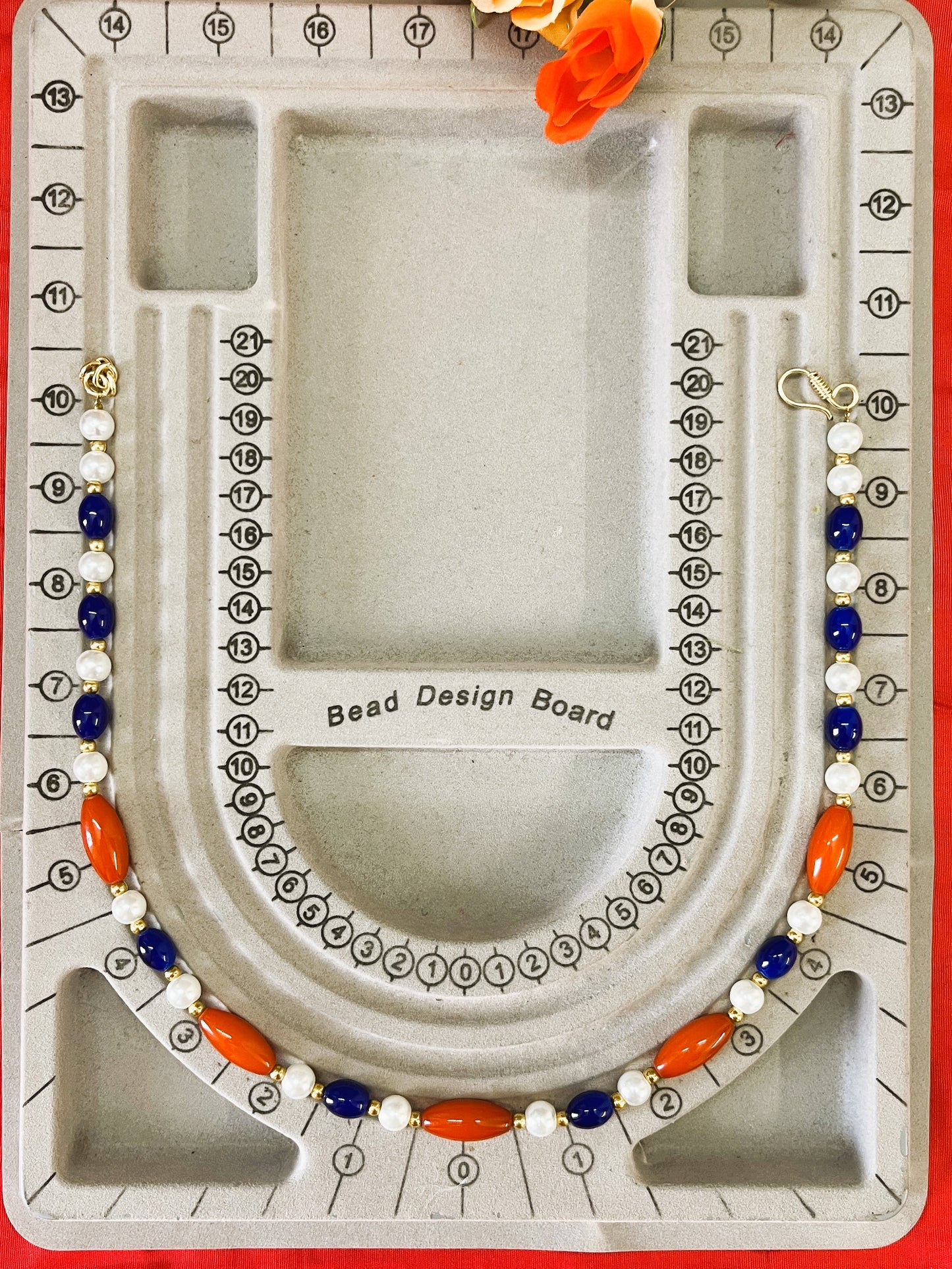 Vibrant Orange Blue Necklace Set