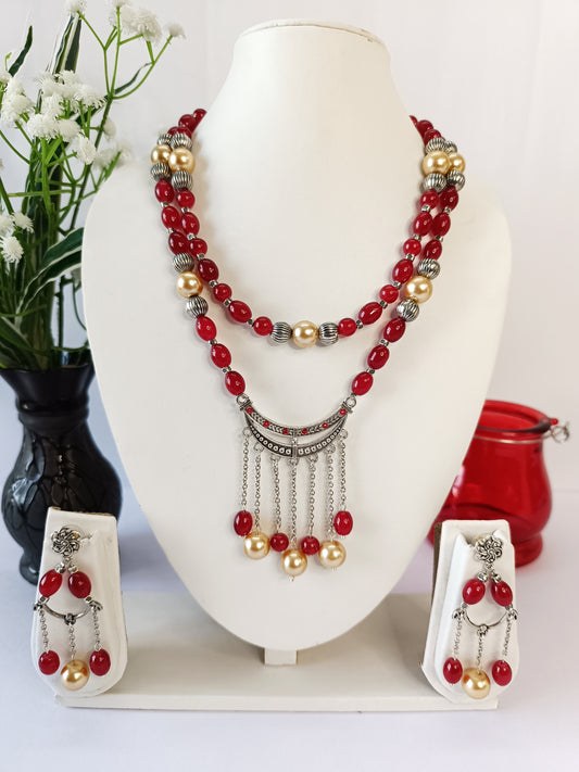 Maroon Ethnic Grace Necklace Set