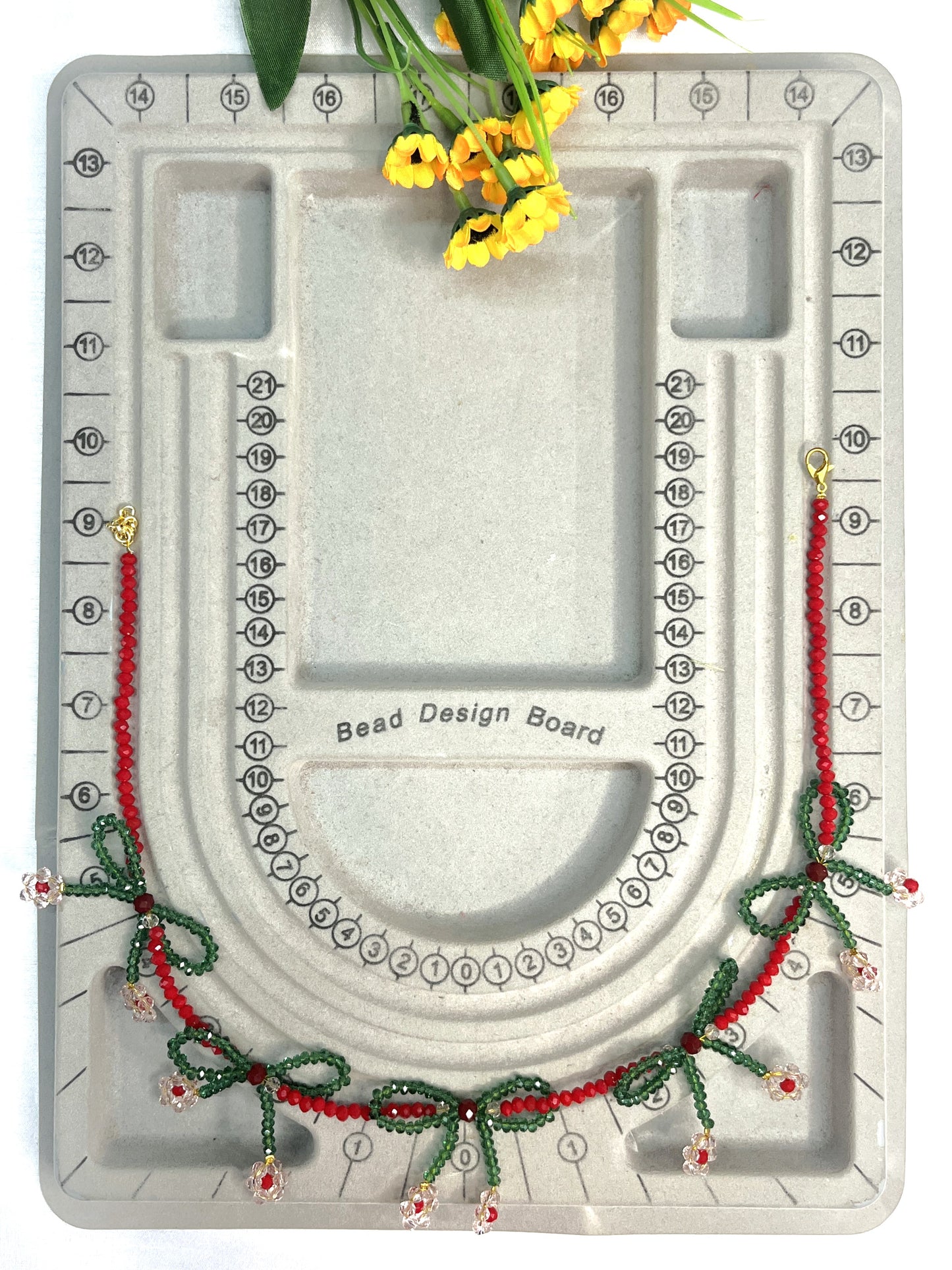 Red Green Bow Necklace Set