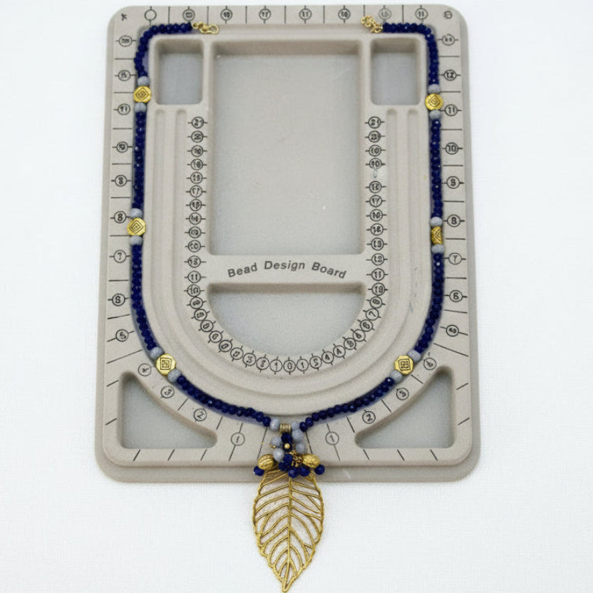 Blue Grey Leaf Necklace Set