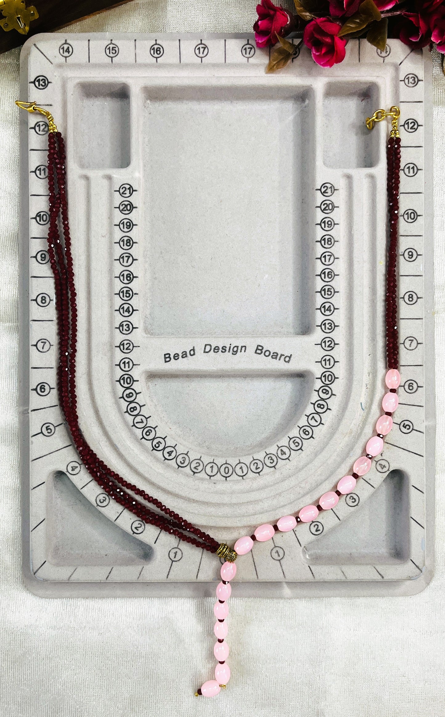 Pink Maroon Contrast Necklace Set