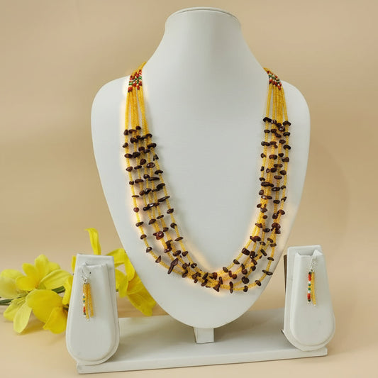 Yellow Violet Torsade Necklace Set
