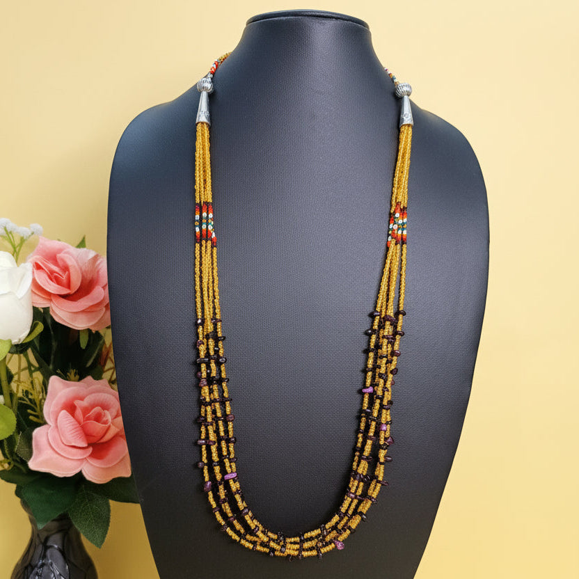 Yellow Violet Torsade Necklace Set