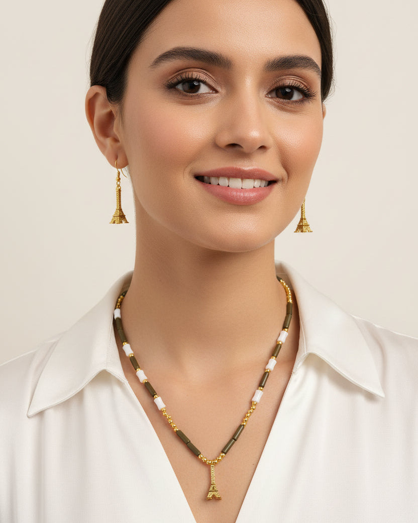 Parisian Tower Charm Necklace Set