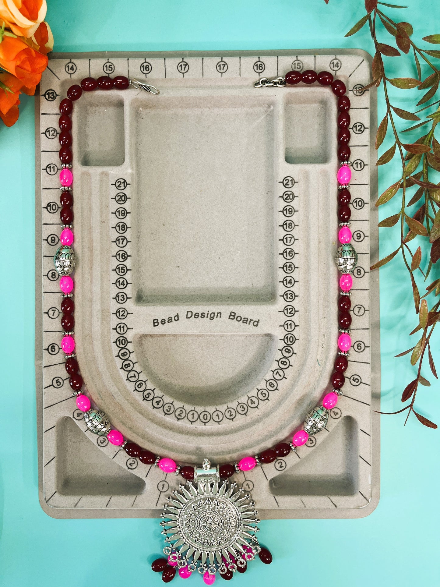 Ethnic Maroon Red Necklace Set