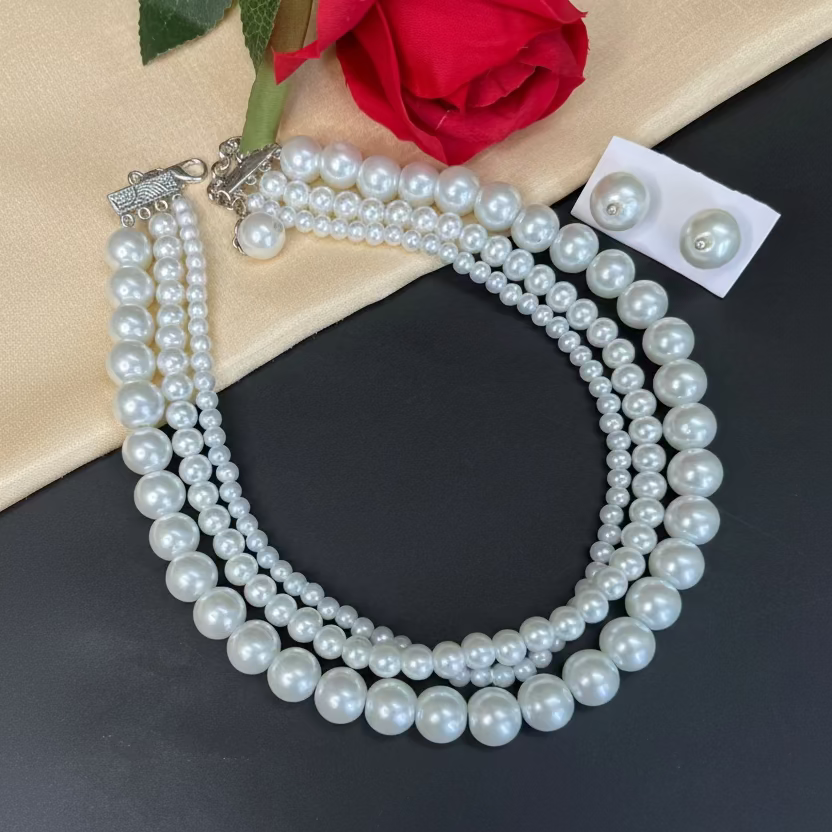 Pearl Waterfall Choker Necklace Set