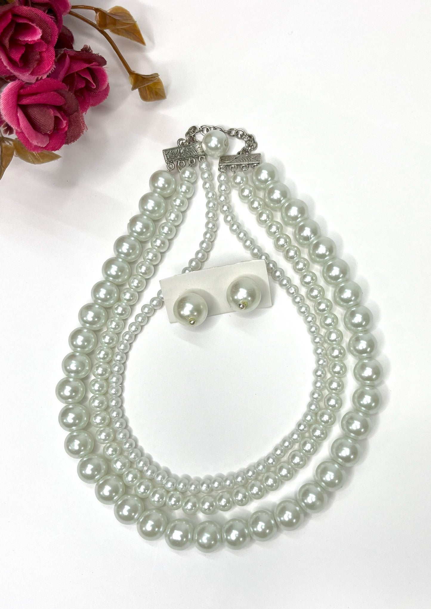 Pearl Waterfall Choker Necklace Set
