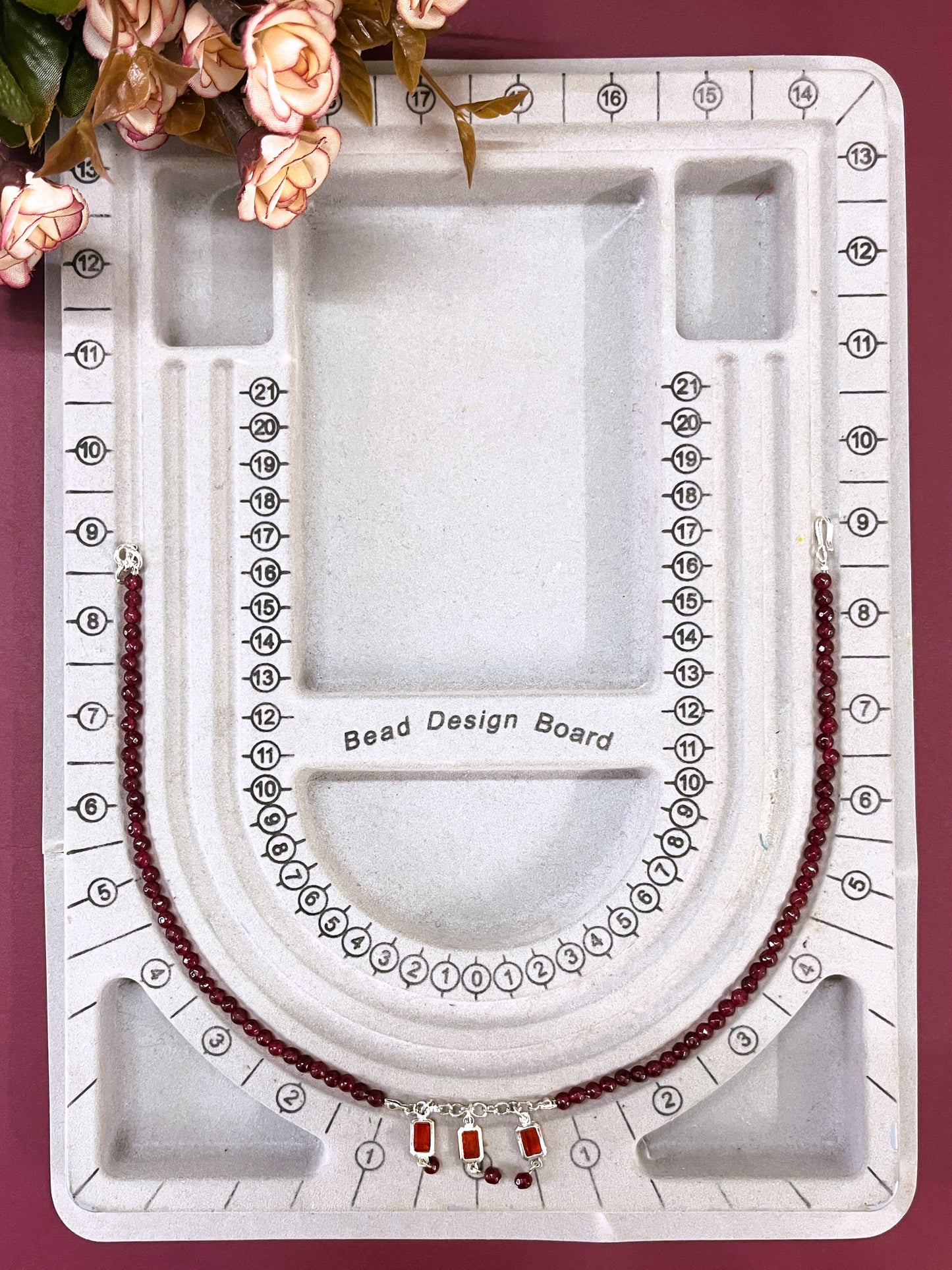 Red Agate Charm Necklace Set