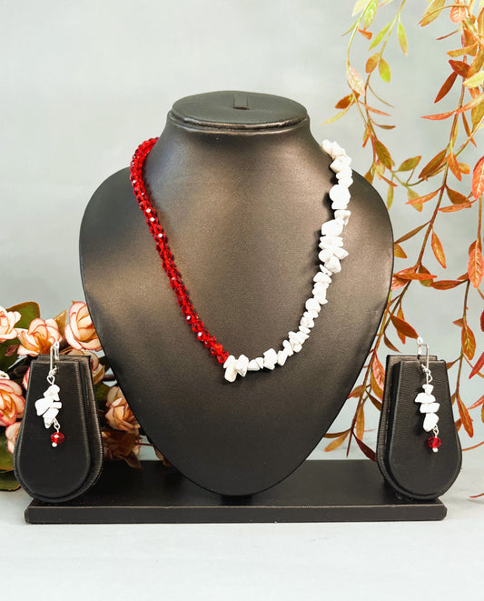 Red & White Reversible Necklace Set