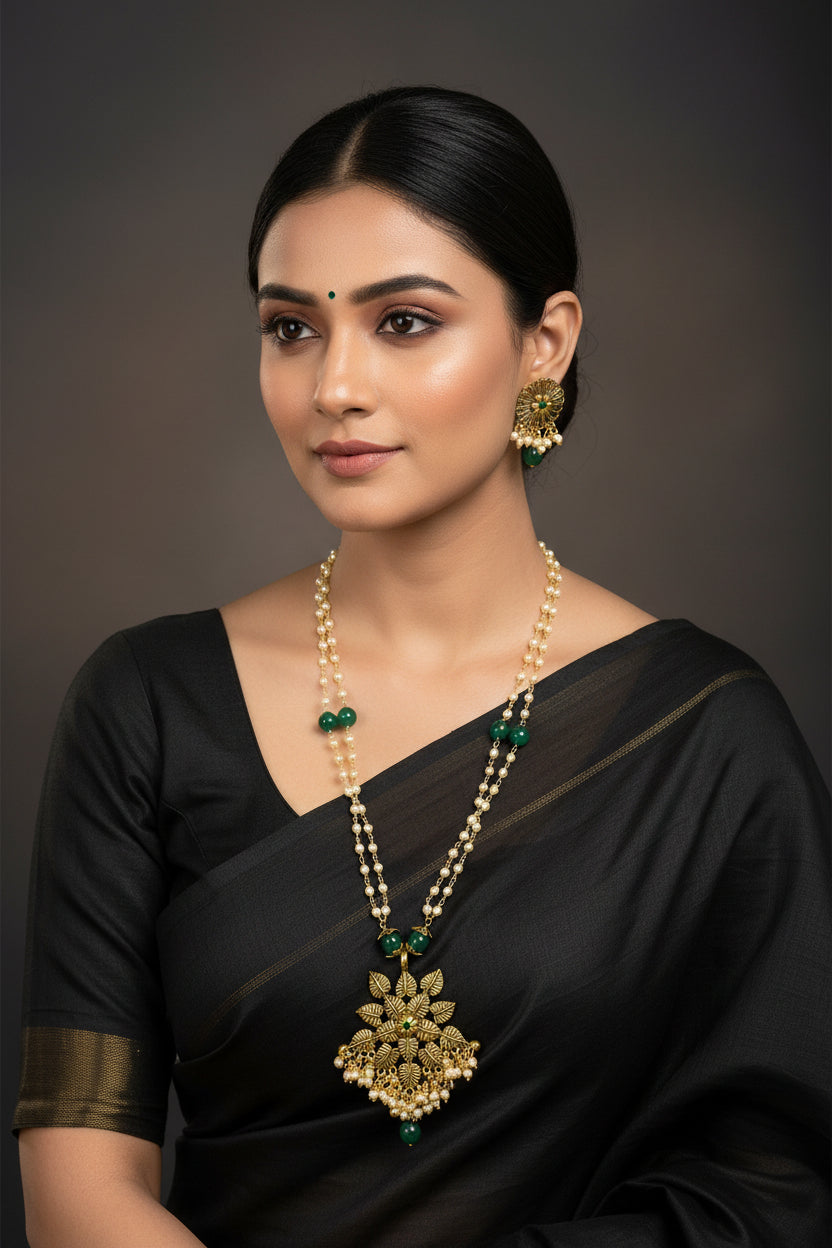 Golden Jade Blossom Necklace Set