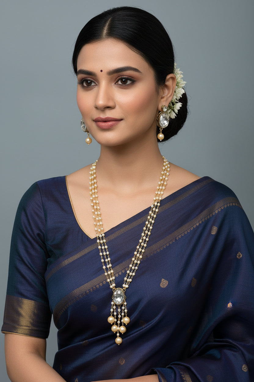 Opulent Kundan Pearl Necklace Set
