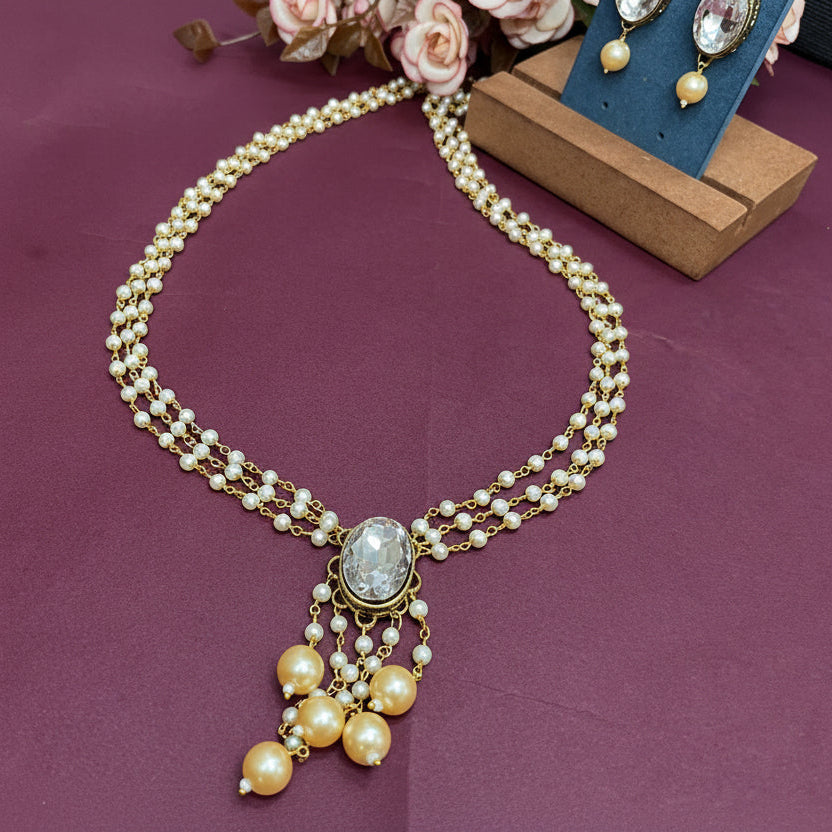 Opulent Kundan Pearl Necklace Set