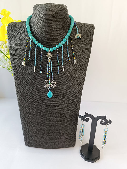 Firoza Charm Latkan Necklace Set
