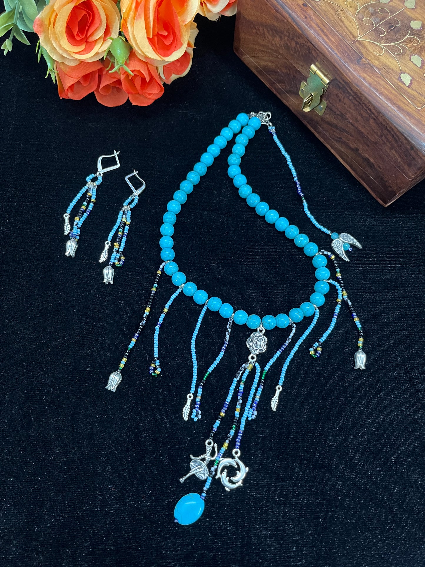 Firoza Charm Latkan Necklace Set