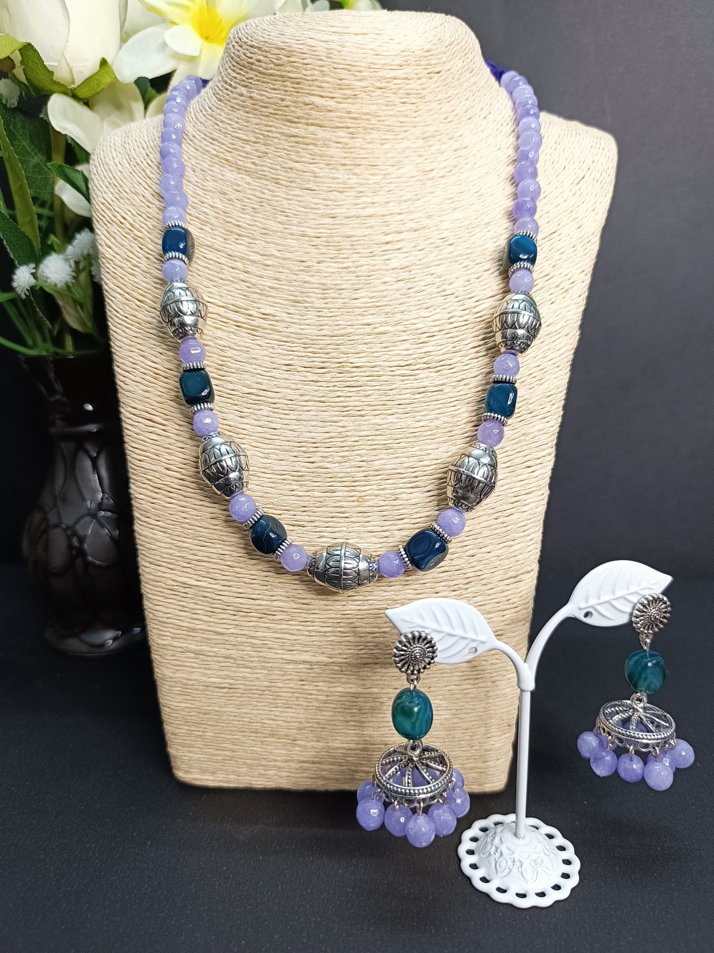 Agate Regal Bloom Necklace Set