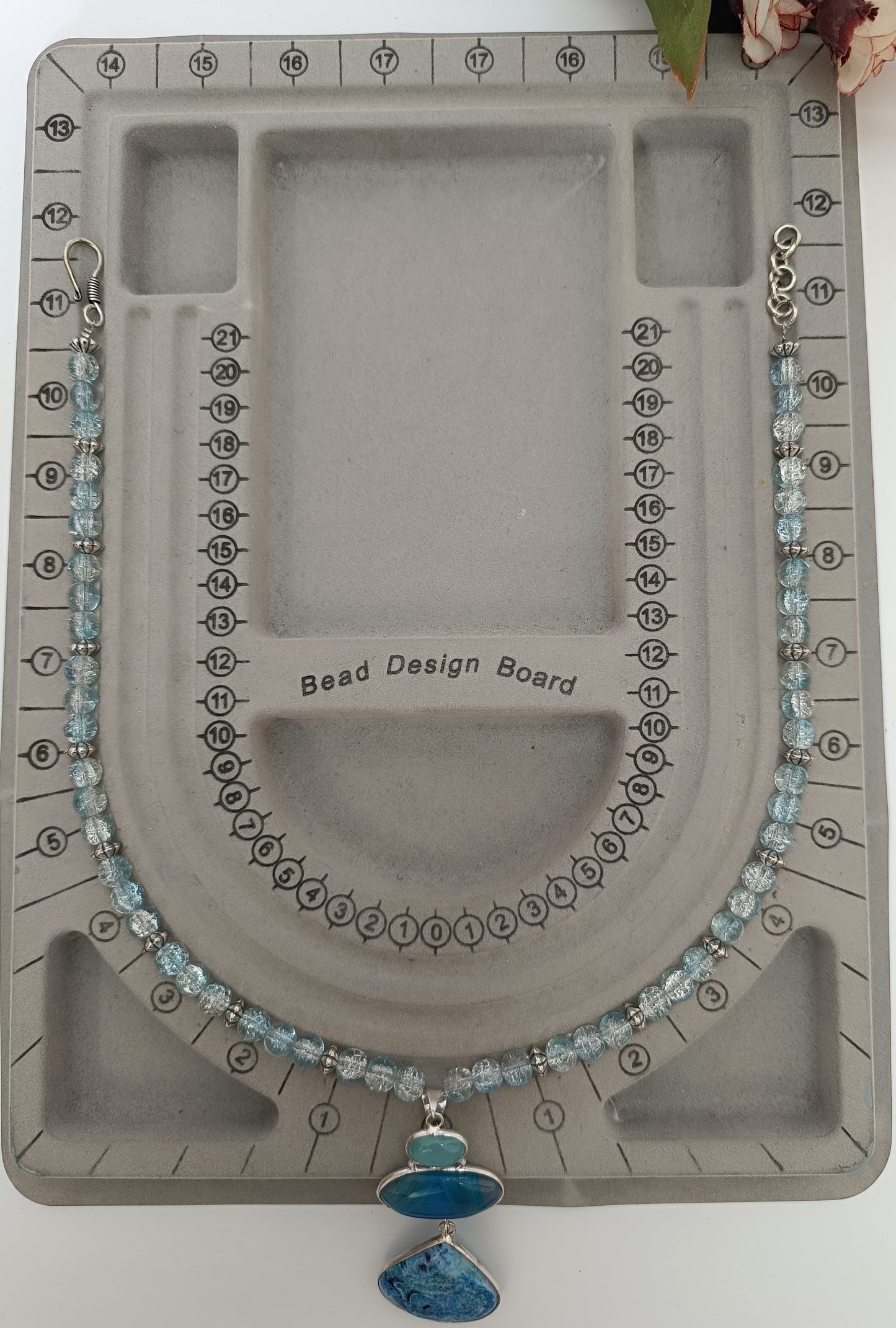 Aqua-Blue Gemstone Pendant Necklace Set
