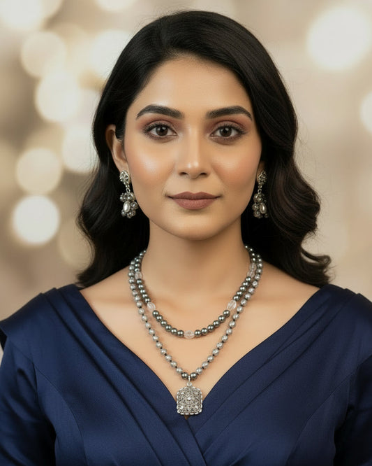 Black Crushed Pyrite Necklace Set