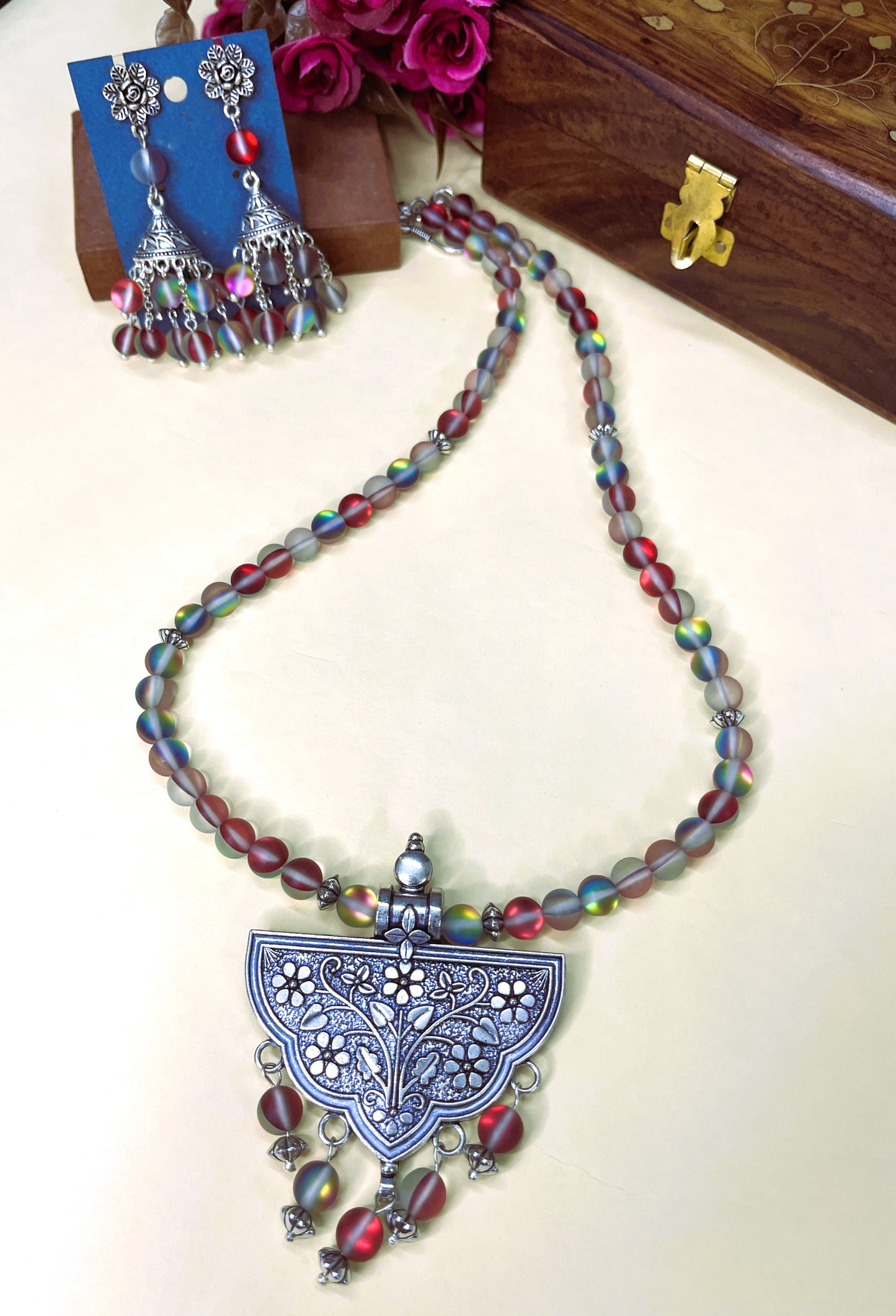 Mermaid Wine-Red Necklace Set