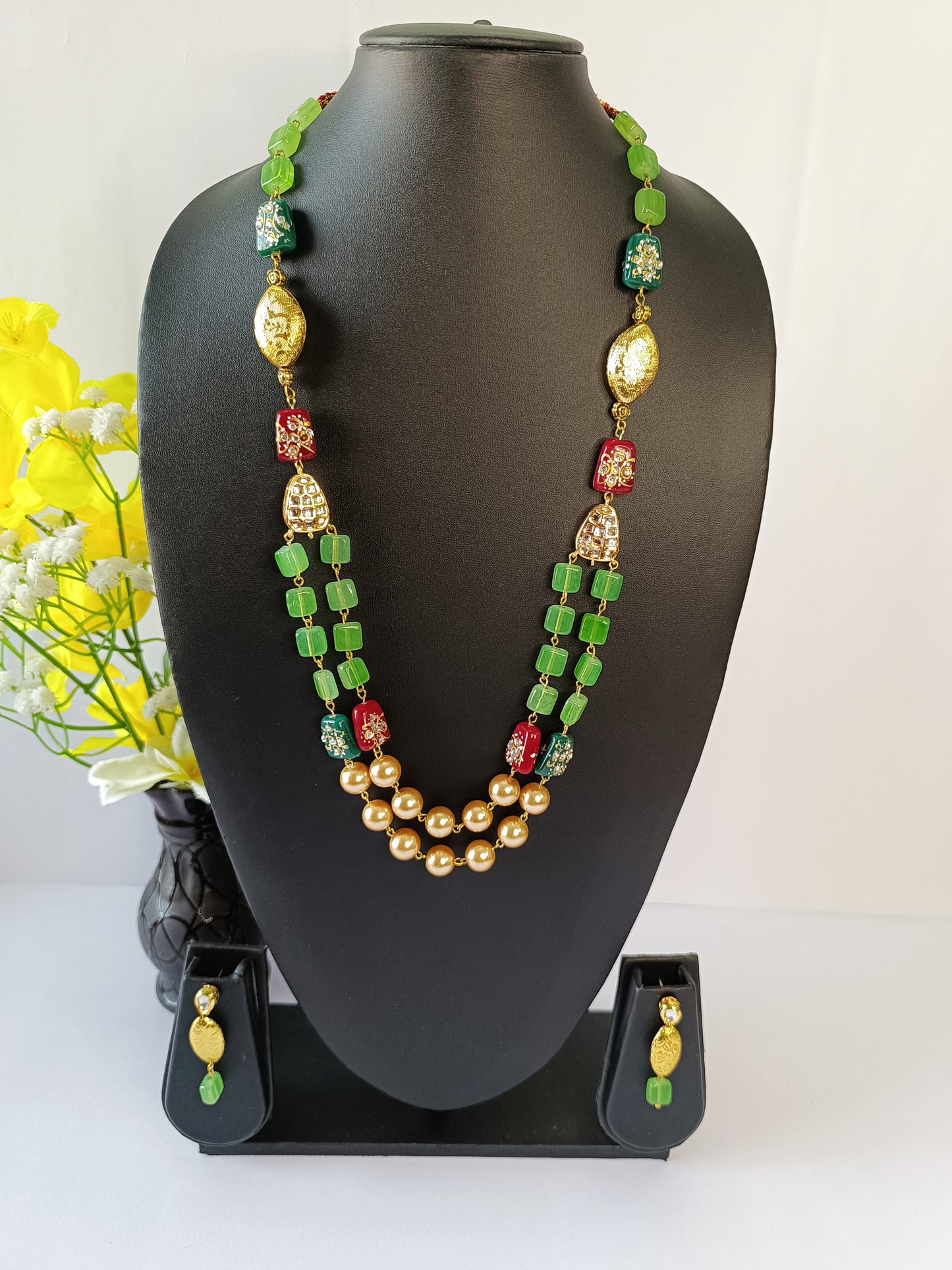 Golden Kiwi Layered Necklace Set