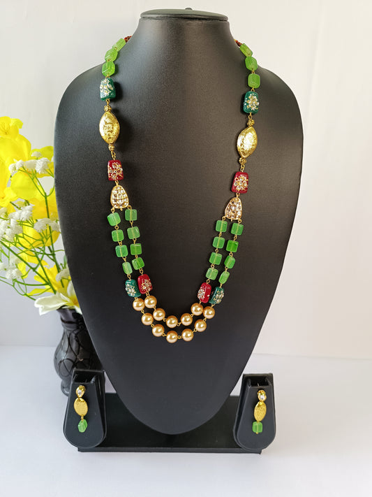 Golden Kiwi Layered Necklace Set