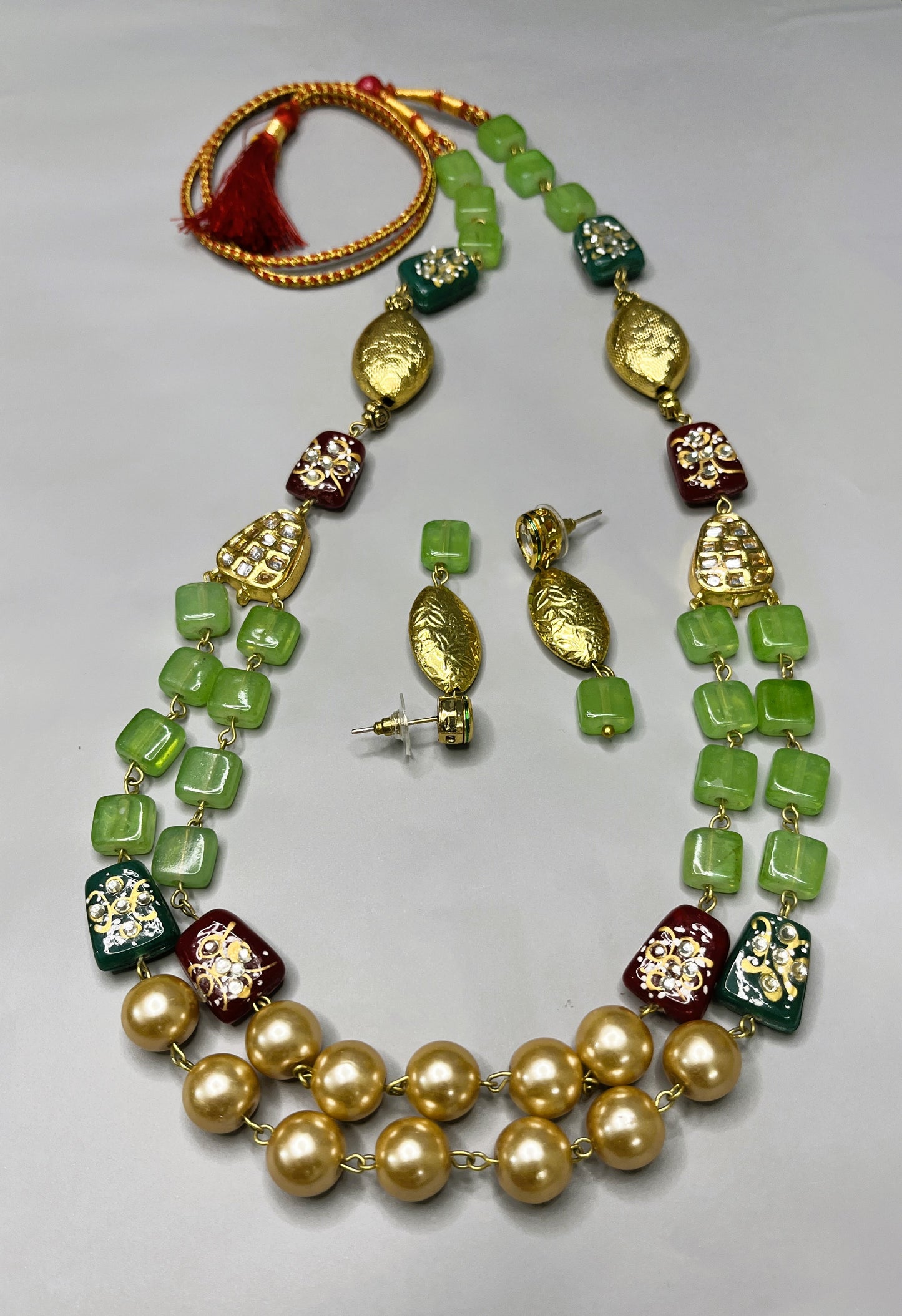 Golden Kiwi Layered Necklace Set