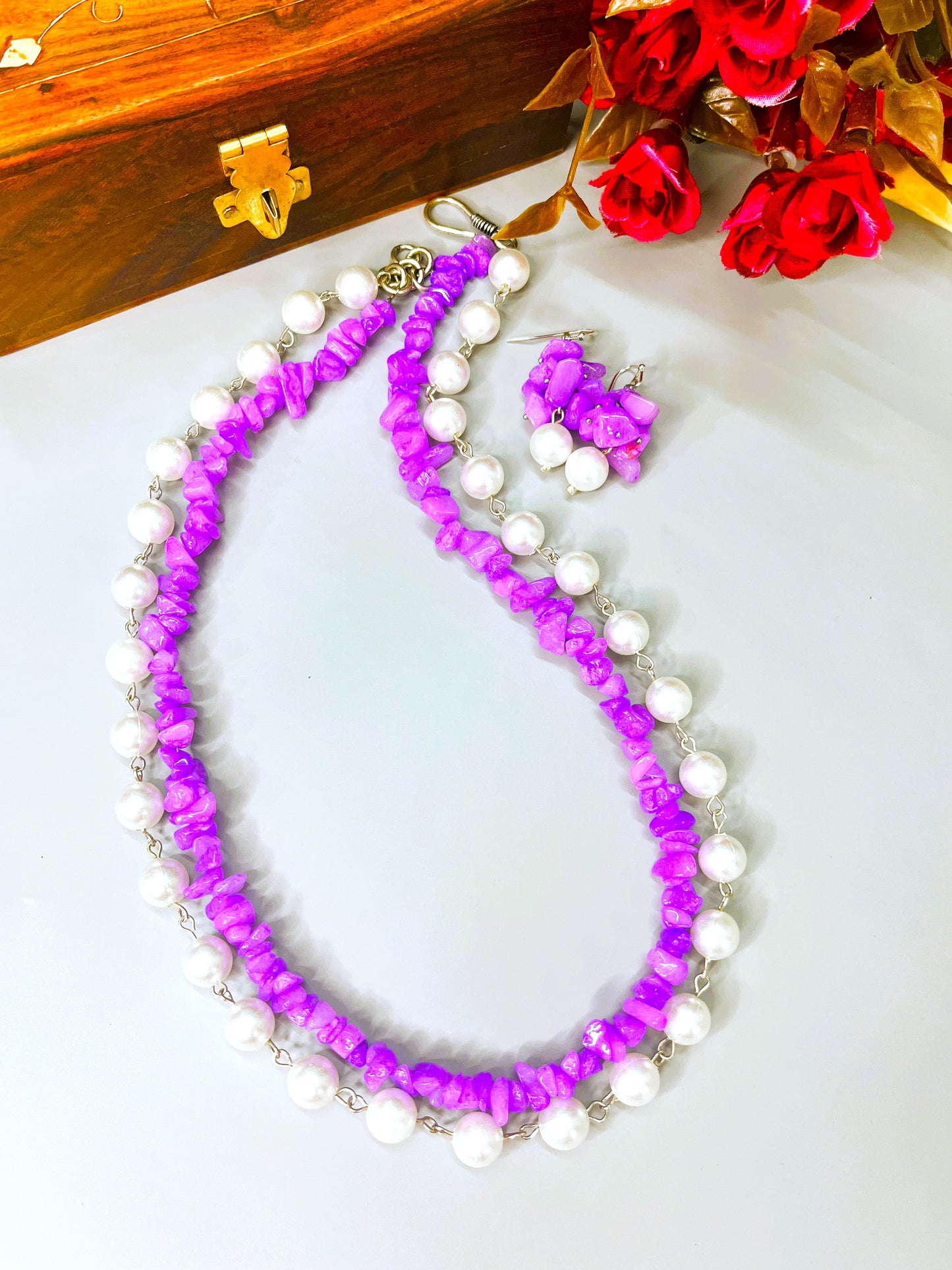 Purple Grace Layered Necklace Set