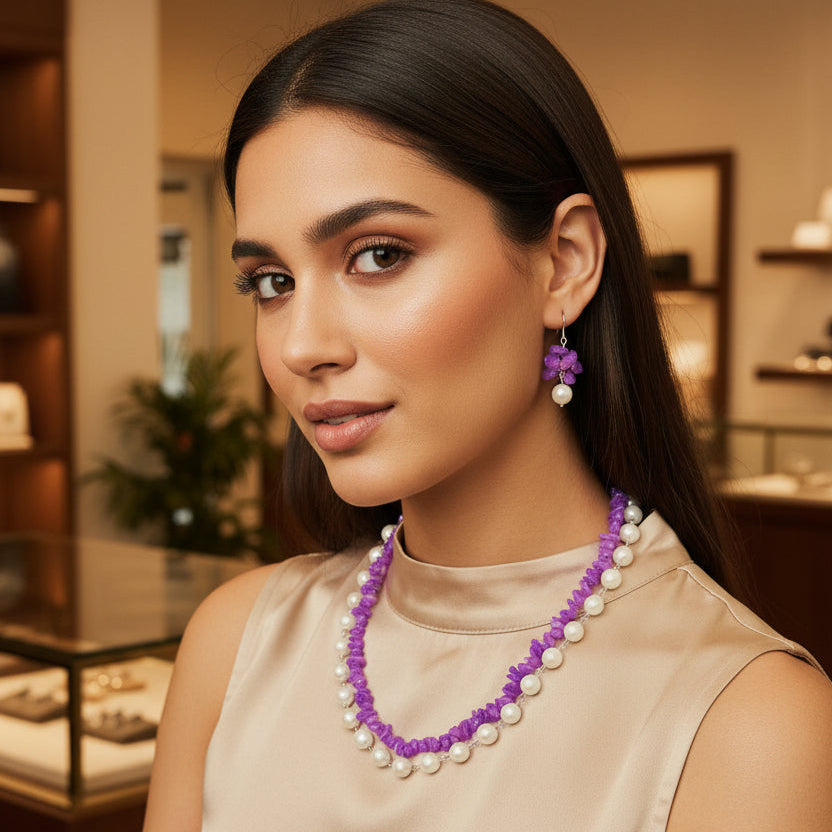 Purple Grace Layered Necklace Set