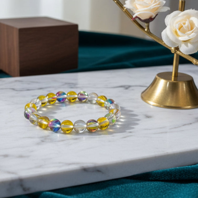 Sunlit Glow Yellow Aura Glass Bracelet
