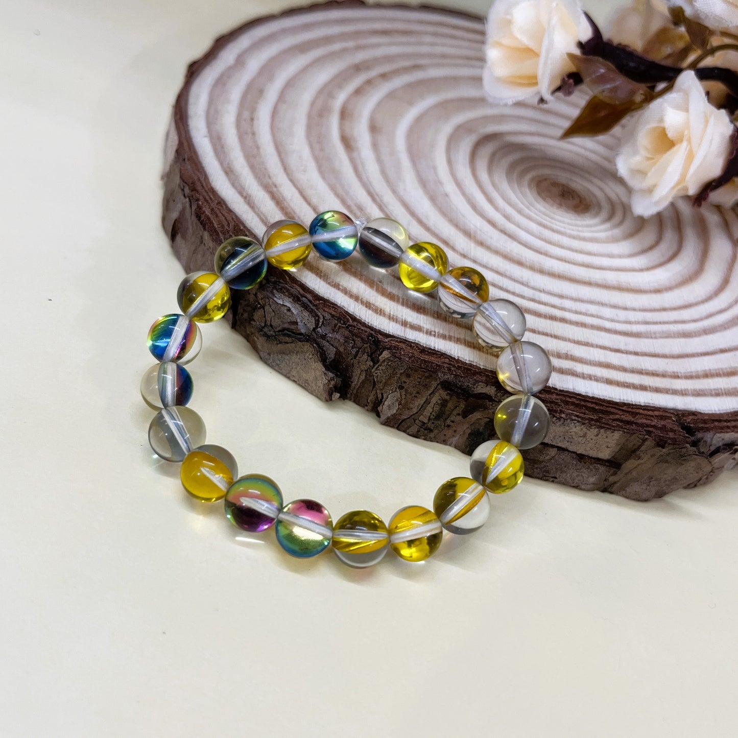 Sunlit Glow Yellow Aura Glass Bracelet