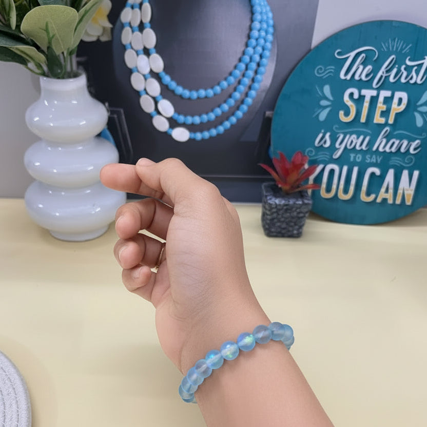 Ocean Frost Aura Glass Bracelet