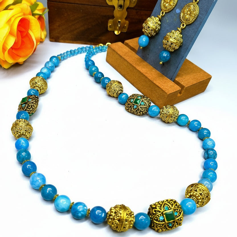 Aquamarine Kundan Opera Necklace Set