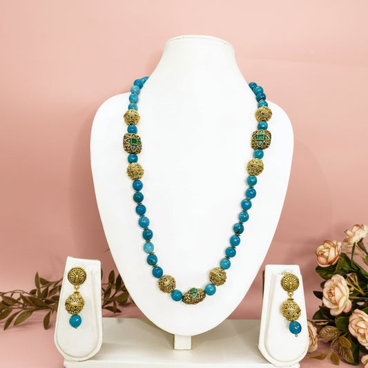 Aquamarine Kundan Opera Necklace Set