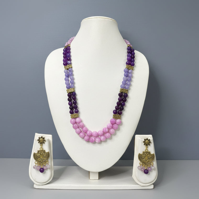 Tri-Color Gradient Agate Necklace Set