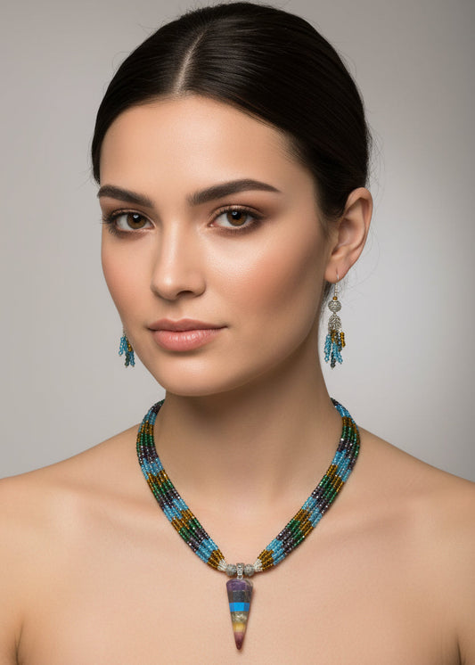 7-Chakra Cone Pendant Necklace Set