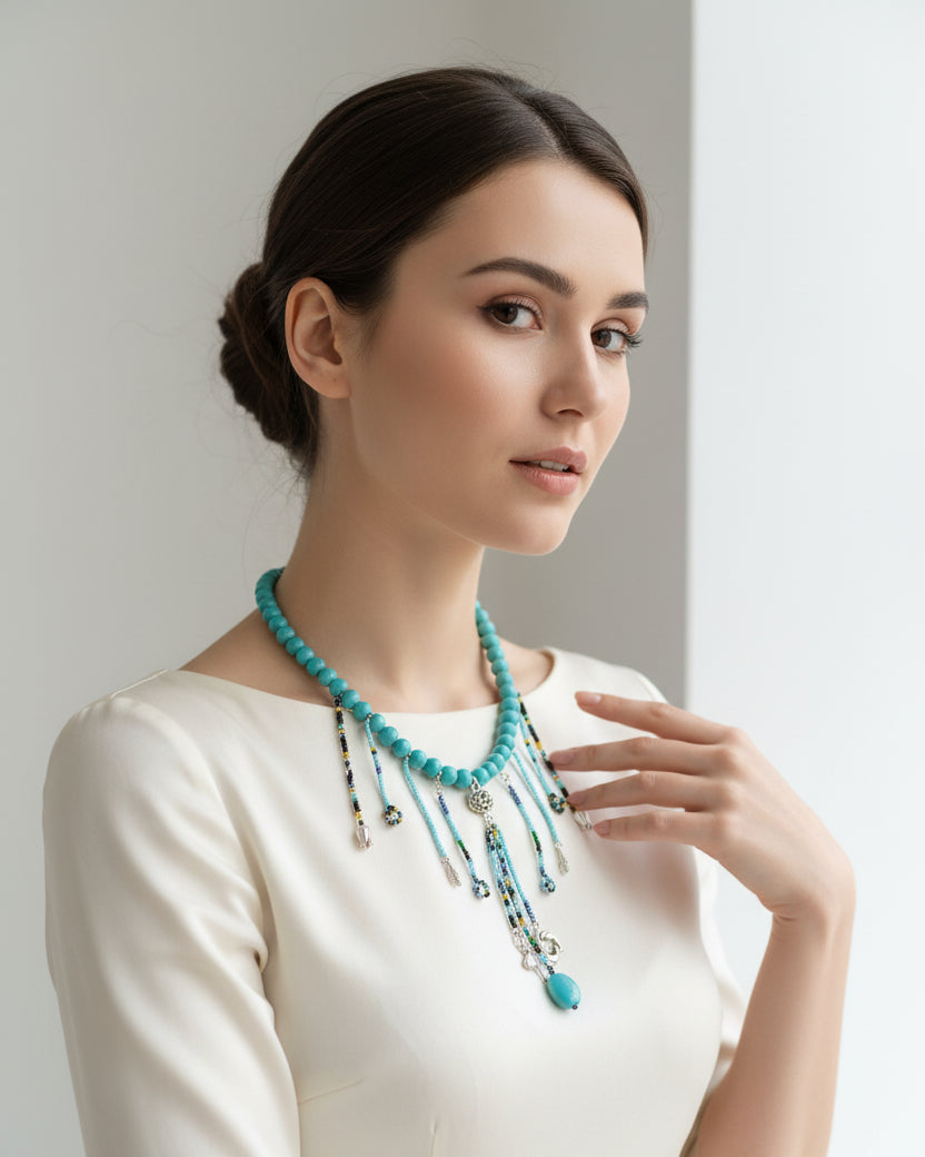 Firoza Charm Latkan Necklace Set